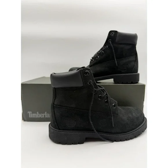 Junior's Timberland Premium 6 IN Waterproof Boot Black Nubuck Size 6 - Picture 3 of 11